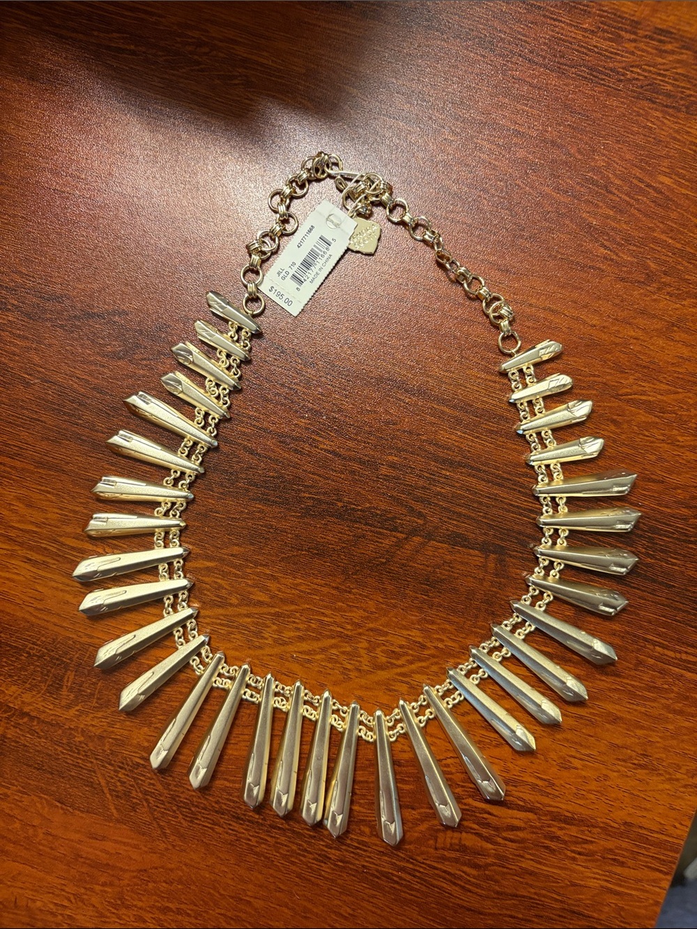 NWT Kendra Scott Jill Gold Spike Fringe Statement Collar Necklace